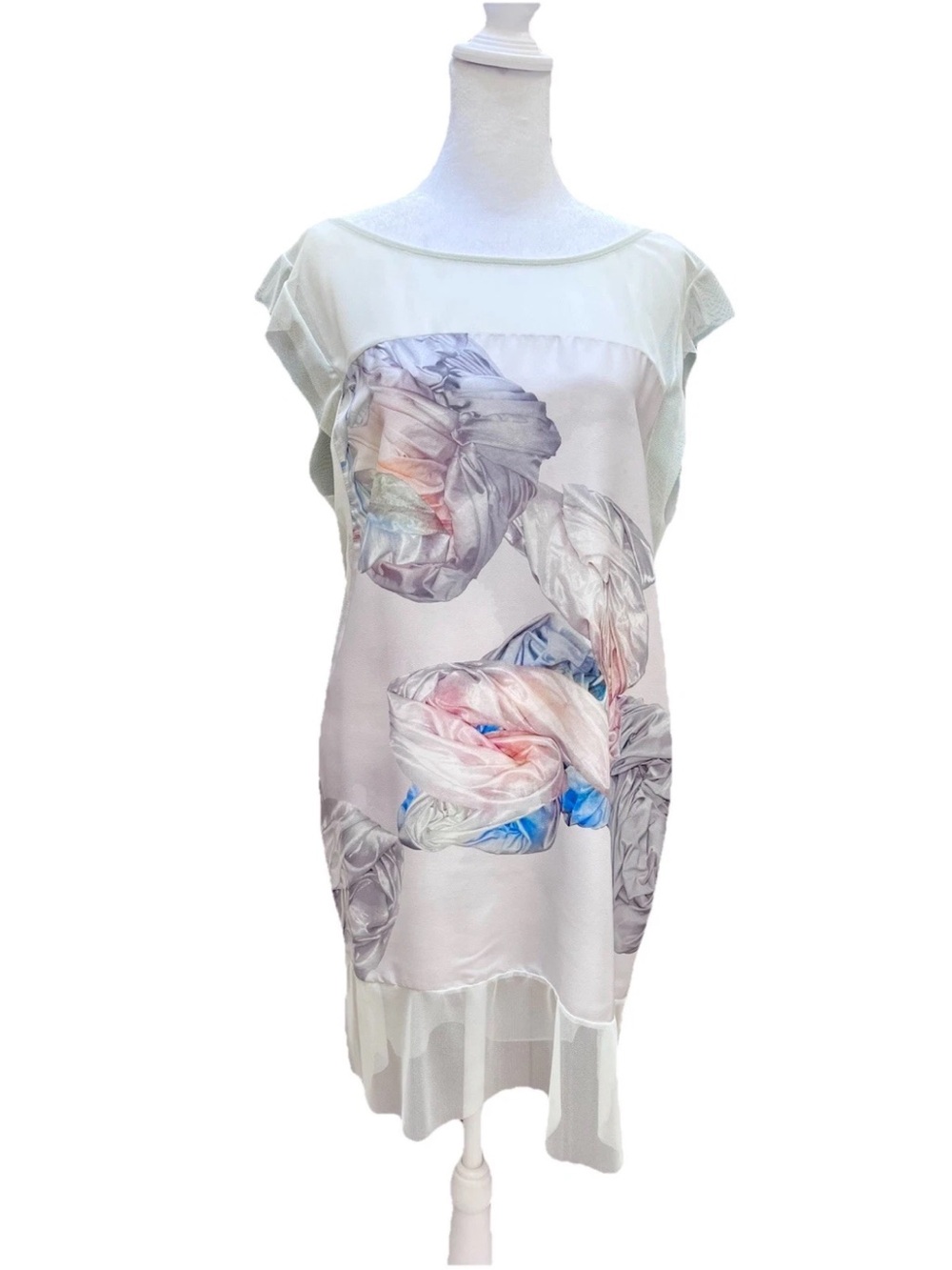 Zara Collection Floral Semi Sheer Tunic Pastel Floral Print - Size Large